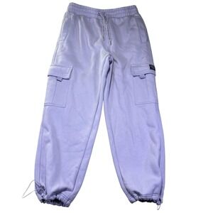 County FB Sweatpants Womens Large Purple Fleece Cargo Jogger‎ Pants Drawstring